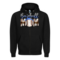 Black Baseball Mom Zipper Hoodie - CowhideDigitalArt