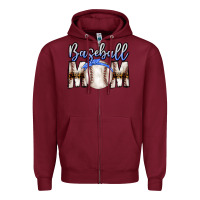 Burgundy Baseball Mom Zipper Hoodie - CowhideDigitalArt