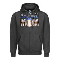 Charcoal Heather Baseball Mom Zipper Hoodie - CowhideDigitalArt