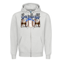 Dove Grey Baseball Mom Zipper Hoodie - CowhideDigitalArt