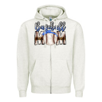 Oatmeal Heather Baseball Mom Zipper Hoodie - CowhideDigitalArt