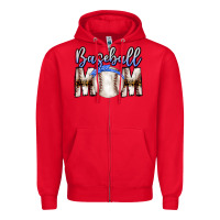 Red Baseball Mom Zipper Hoodie - CowhideDigitalArt