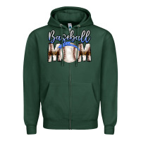 Sports Green Baseball Mom Zipper Hoodie - CowhideDigitalArt