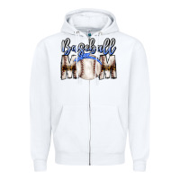 White Baseball Mom Zipper Hoodie - CowhideDigitalArt