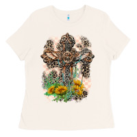 Bone Western with Crosses Ladies Tee - LillyAllenDesigns