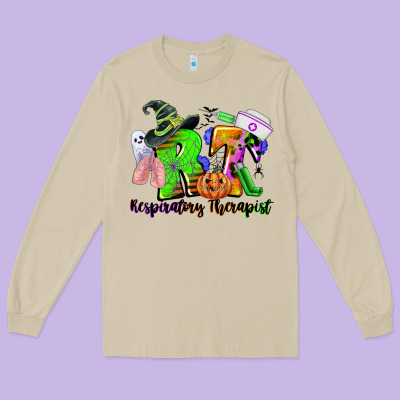 Rt Respiratory Therapist Halloween Long Sleeve Tee Designed By Cowgirlartshop