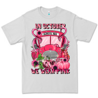 Dove Grey in october we wear pink halloween school bus Premium Tee - LillyAllenDesigns