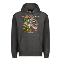 Charcoal Heather sorta merry sorta scary chest Premium Hoodie - FaDigitalArtStudio