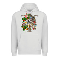 Dove Grey sorta merry sorta scary chest Premium Hoodie - FaDigitalArtStudio
