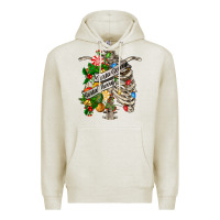 Oatmeal Heather sorta merry sorta scary chest Premium Hoodie - FaDigitalArtStudio