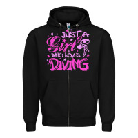 Black funny springboard diving quote diver gift for love girl Zipper Hoodie - lanVoArt