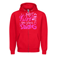 Red funny springboard diving quote diver gift for love girl Zipper Hoodie - lanVoArt