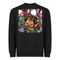 Black hairdresser messy bun hand mirror and scissors with leopard and tiger  Heavyweight Sweatshirt - BundleAndBundleShop