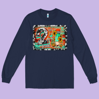 Western Back To School 2nd Grade 2 Long Sleeve Tee Designed By Jasminsmagicworld
