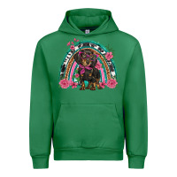 Emerald dachshund dog pink  floral rainbow Urban Hoodie - BarkalooDesign