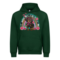 Forest Green dachshund dog pink  floral rainbow Urban Hoodie - BarkalooDesign