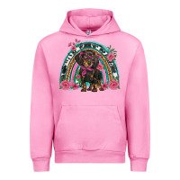 Dachshund Dog Pink  Floral Rainbow Urban Hoodie | Teevron