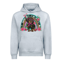 Heather Grey dachshund dog pink  floral rainbow Urban Hoodie - BarkalooDesign