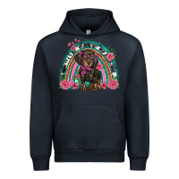 Navy dachshund dog pink  floral rainbow Urban Hoodie - BarkalooDesign