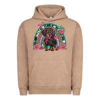 Pigment Burro dachshund dog pink  floral rainbow Urban Hoodie - BarkalooDesign