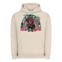 Pigment French Oak dachshund dog pink  floral rainbow Urban Hoodie - BarkalooDesign