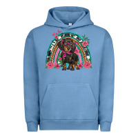 Pigment Pebble Blue dachshund dog pink  floral rainbow Urban Hoodie - BarkalooDesign