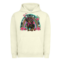 Pigment Pistachio dachshund dog pink  floral rainbow Urban Hoodie - BarkalooDesign