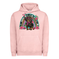 Pigment Salmon dachshund dog pink  floral rainbow Urban Hoodie - BarkalooDesign