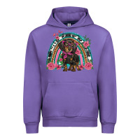 Tulip dachshund dog pink  floral rainbow Urban Hoodie - BarkalooDesign