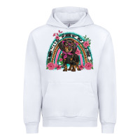 White dachshund dog pink  floral rainbow Urban Hoodie - BarkalooDesign