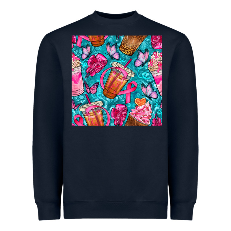 Breast Cancer Coffee Cups With Butterfly Seamless Pattern Bbs Heavyweight Sweatshirt by BundleAndBundleShop | Teevron