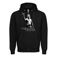 Black techno viking Zipper Hoodie - lanVoArt