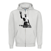 Dove Grey techno viking Zipper Hoodie - lanVoArt