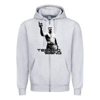 Heather Grey techno viking Zipper Hoodie - lanVoArt