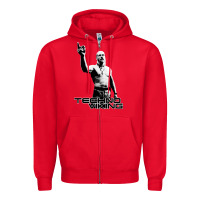 Red techno viking Zipper Hoodie - lanVoArt