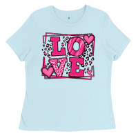 Baby Blue Love leopard frame Ladies Tee - LillyAllenDesigns
