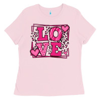 Bubblegum Pink Love leopard frame Ladies Tee - LillyAllenDesigns