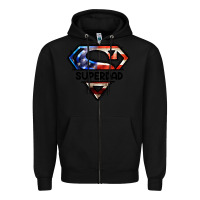 Black American Super Dad Zipper Hoodie - LillyAllenDesigns