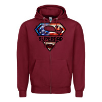 Burgundy American Super Dad Zipper Hoodie - LillyAllenDesigns