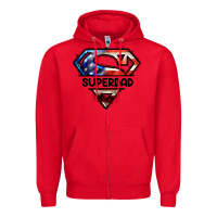Red American Super Dad Zipper Hoodie - LillyAllenDesigns