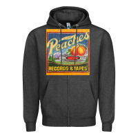 Charcoal Heather peaches records and tapes Zipper Hoodie - lanVoArt