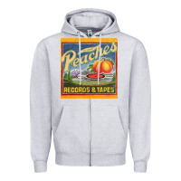 Heather Grey peaches records and tapes Zipper Hoodie - lanVoArt
