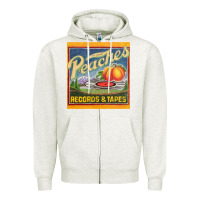 Oatmeal Heather peaches records and tapes Zipper Hoodie - lanVoArt