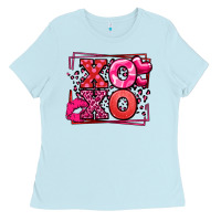 Baby Blue Xoxo Valentine's Day leopard frame Ladies Tee - LillyAllenDesigns