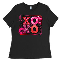 Black Xoxo Valentine's Day leopard frame Ladies Tee - LillyAllenDesigns