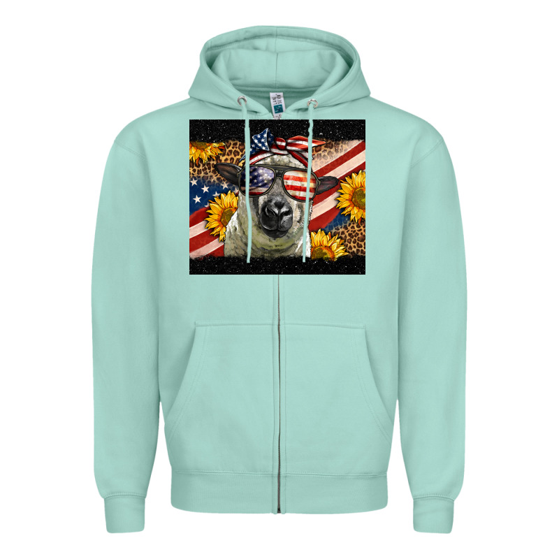 Western 4th Of July Sheep Zipper Hoodie by LillyAllenDesigns | Teevron