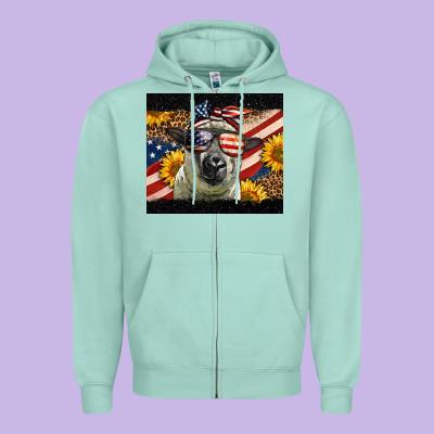 Western 4th Of July Sheep Zipper Hoodie Designed By Lillyallendesigns