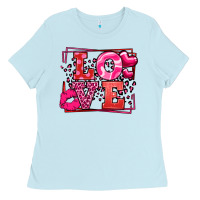 Baby Blue Love Valentine's Day leopard frame Ladies Tee - LillyAllenDesigns