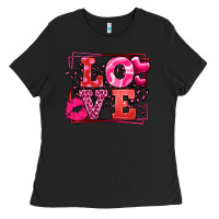 Black Love Valentine's Day leopard frame Ladies Tee - LillyAllenDesigns