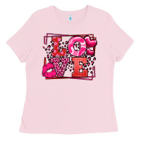 Bubblegum Pink Love Valentine's Day leopard frame Ladies Tee - LillyAllenDesigns